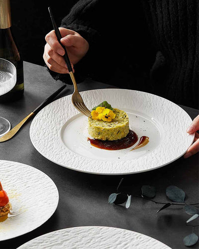 Fine Dining for Restaurants. luxurious plates, cutlery and serving dishes. High end fine dining porcelain and ceramic. 