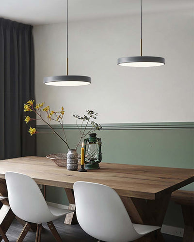Minimalist nordic design chandelier round thin LED lamp bar restaurant