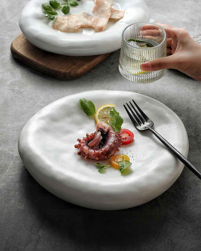 Ceramic Porcelain plate in dough design luxurious for pasta and fish