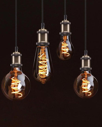 Light bulbs in retro style hanging from ceiling